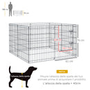 Recinto per Cani Gatti a Rete 8 Pezzi 76x61 cm Nero -3