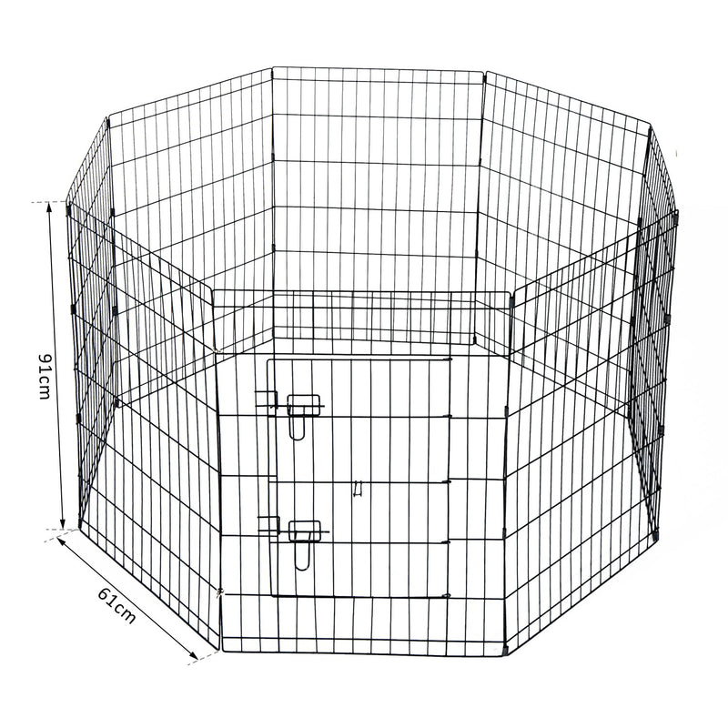 Recinto per Cani Gatti Cuccioli Roditori 8 Pezzi Nero 91x61 cm -2