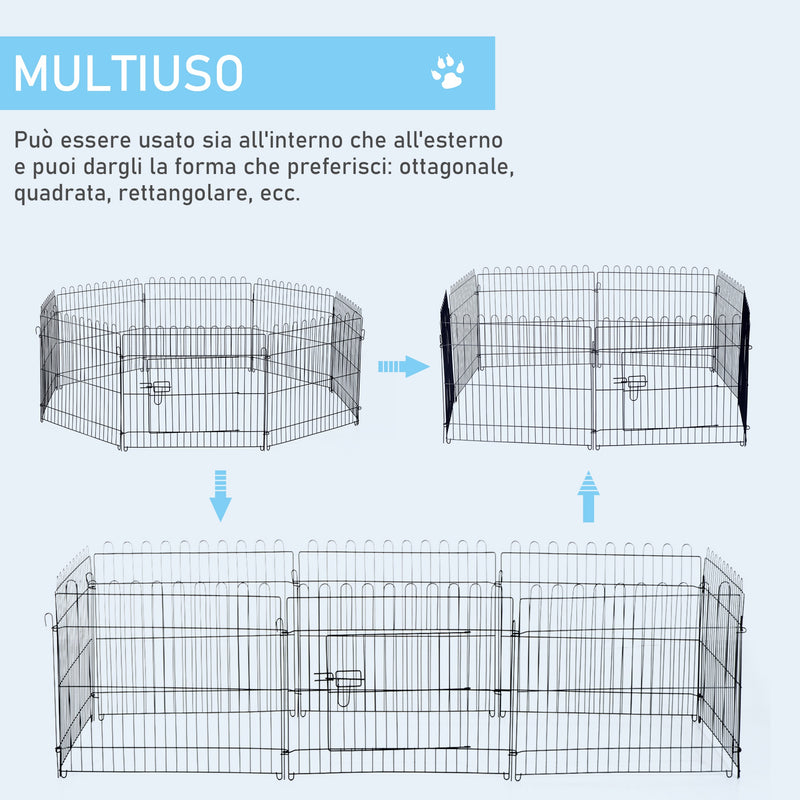 Recinto per Animali in Acciaio Ø158x61 cm Nero -4