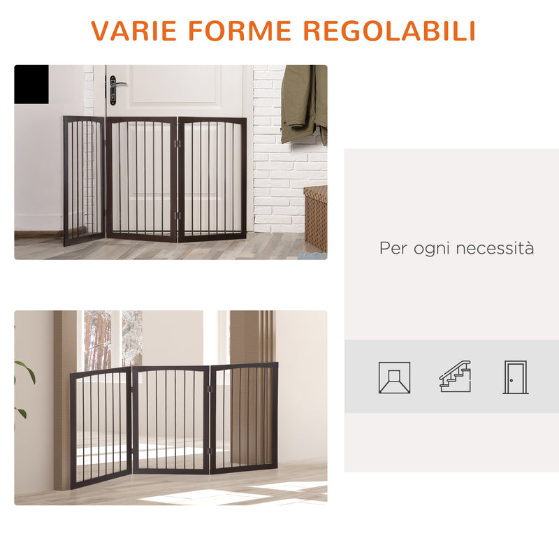 Cancelletto di Sicurezza per Animali Domestici 160x76 cm in MDF Marrone Scuro-4