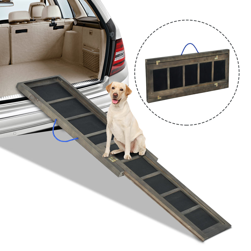 Rampa Pieghevole per Cani in Legno con Rivestimento Antiscivolo 165x43 cm -2