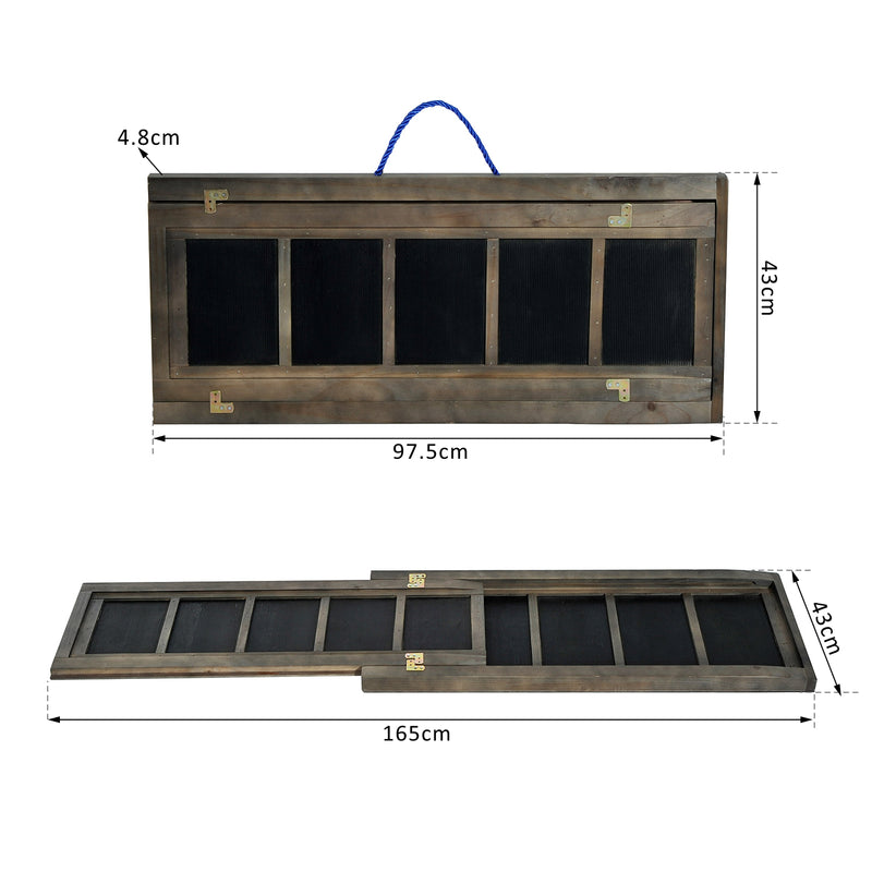 Rampa Pieghevole per Cani in Legno con Rivestimento Antiscivolo 165x43 cm -3