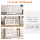 Cancelletto di Sicurezza Pieghevole per Animali Domestici 155x35,5x76 cm in MDF Bianco-4