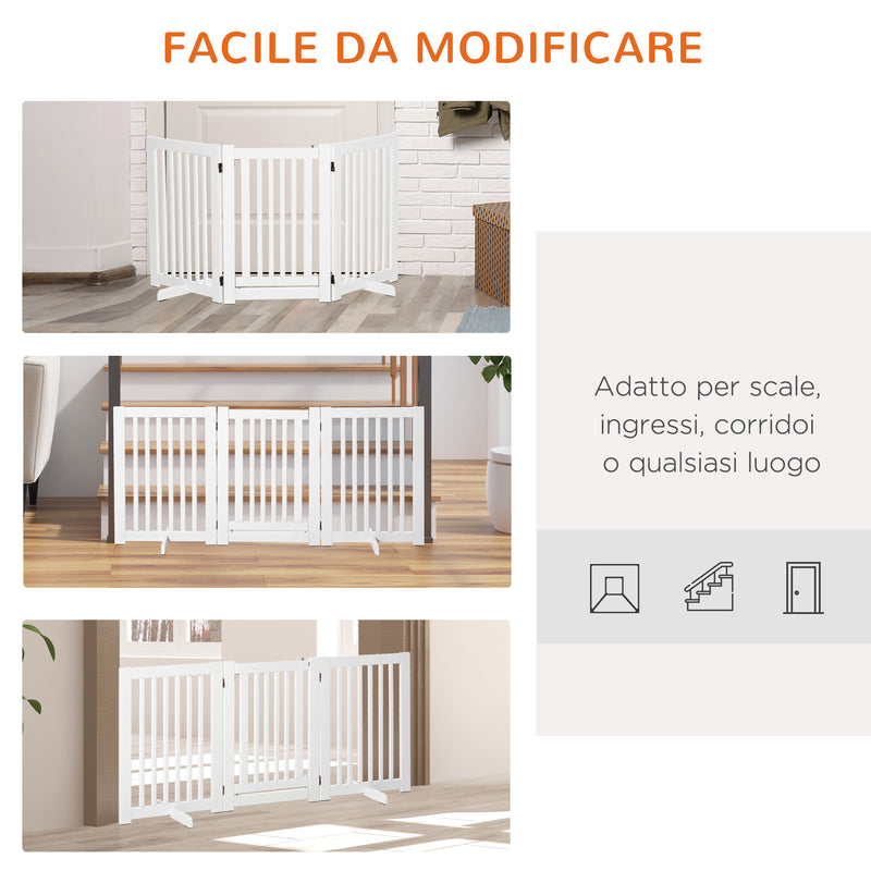 Cancelletto di Sicurezza Pieghevole per Animali Domestici 155x35,5x76 cm in MDF Bianco-4