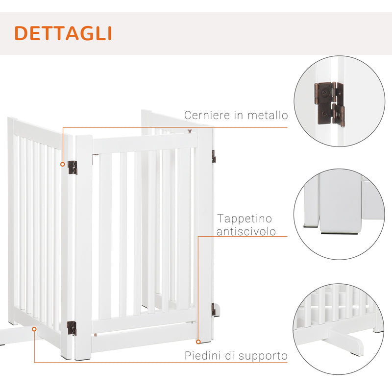 Cancelletto di Sicurezza Pieghevole per Animali Domestici 155x35,5x76 cm in MDF Bianco-7