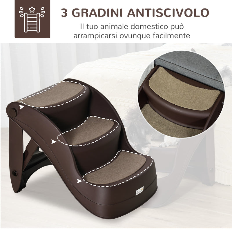 Scaletta per Cani Pieghevole 49x38x38 cm in Polipropilene Marrone-4