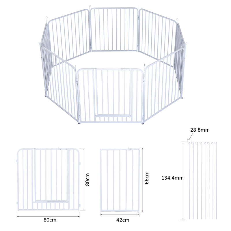 Recinto in Metallo per Animali Domestici per Esterno Bianco 8 Elementi 80x80 cm -7