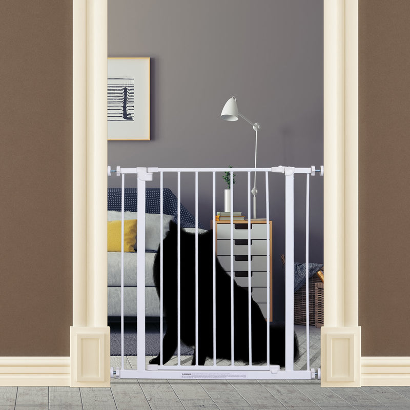 Cancelletto di Sicurezza per Animali Domestici Bianco 76x72-82 cm -7