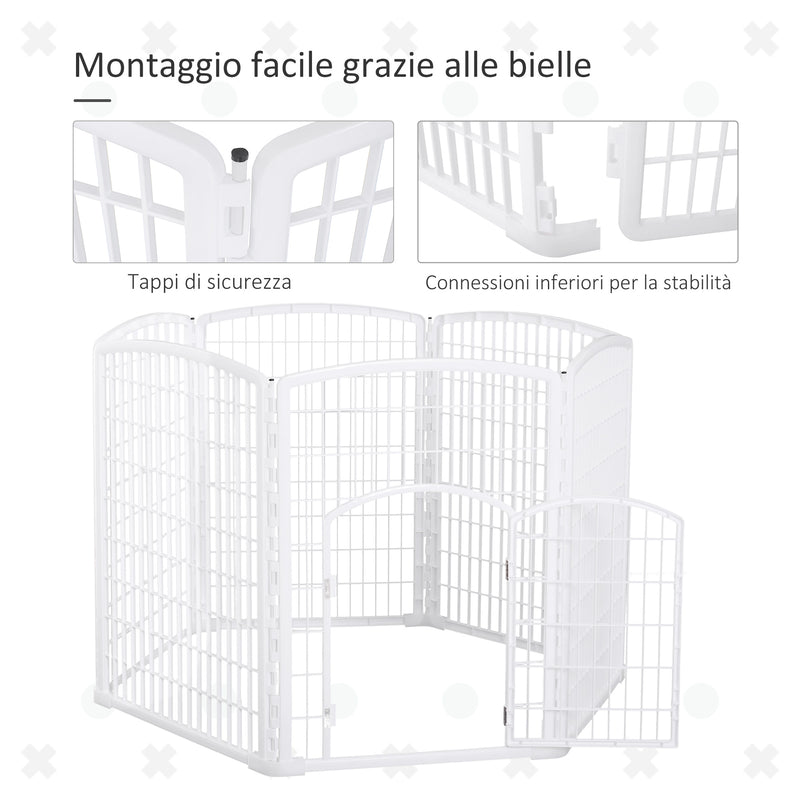 Recinto per Animali Domestici Cani Gatti Ø135 cm in Plastica  Bianco-5