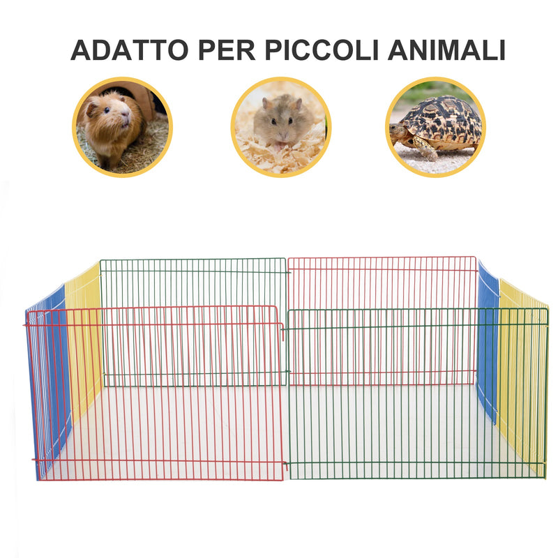 Recinto Recinzione per Animali Domestici 8pz 69x69x23 cm in Metallo Multicolor-7