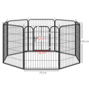 Recinto per Cani Modulare 8 Pannelli 78x100 cm in Acciaio e Metallo Nero-3