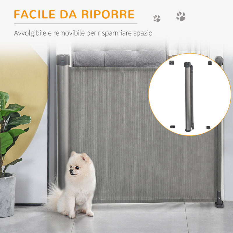 Barriera di Sicurezza per Cani Estensibile fino 140 cm per Porte e Scale Grigio-5