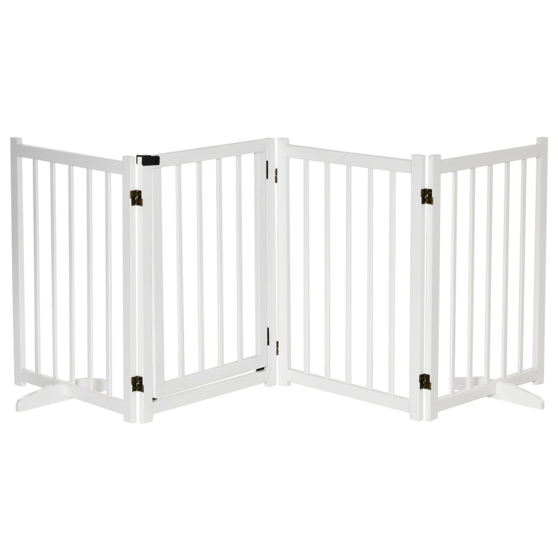 Cancelletto di Sicurezza Pieghevole per Animali Domestici 237,5x36x80 cm in Legno Bianco-1