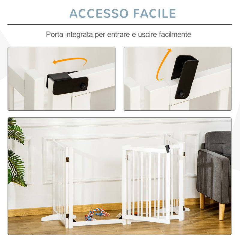 Cancelletto di Sicurezza Pieghevole per Animali Domestici 237,5x36x80 cm in Legno Bianco-6