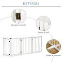 Cancelletto di Sicurezza Pieghevole per Animali Domestici 237,5x36x80 cm in Legno Bianco-7