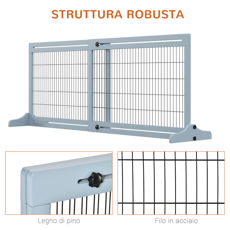 Cancelletto di Sicurezza Estensibile per Animali Domestici 104-183x36x69 cm in Legno e Acciaio Blu-6