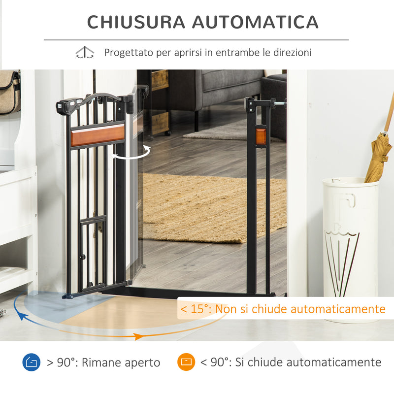 Cancelletto Sicurezza Regolabile per Cani 74-80 cm con Chiusura Automatica Nero-5