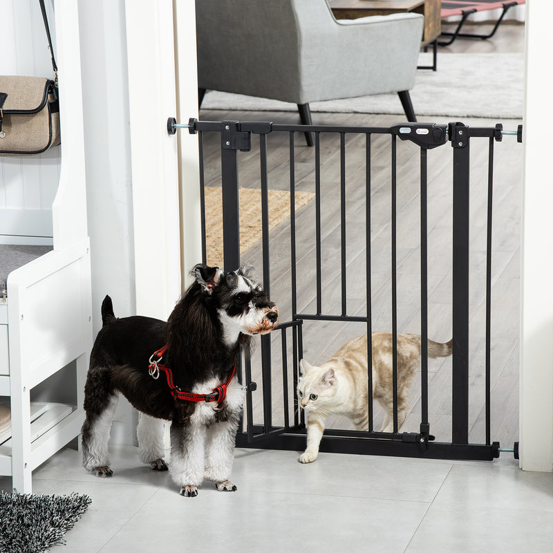 Cancelletto Sicurezza Regolabile per Cani 74-80 cm con Chiusura Automatica Nero-2