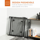 Cancelletto di Sicurezza Pieghevole per Animali Domestici 202,5x2x76 cm in Acciaio Nero-6