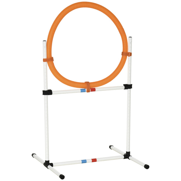 acquista Tragbares Agility-Set für Hunde 74,5 x 66 x 91 cm mit Ring und weißer und oranger Stange