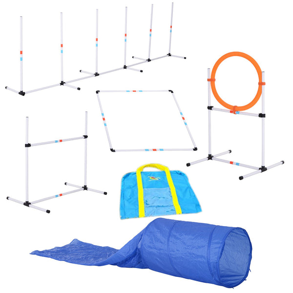 sconto Outdoor-Hundetrainingsset Weiß Orange Blau Ø60x300 cm