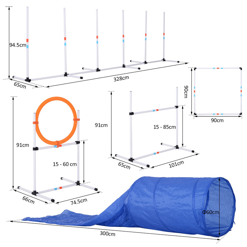 Set Addestramento Cani da Esterno Bianco Arancione Blu Ø60x300 cm -3