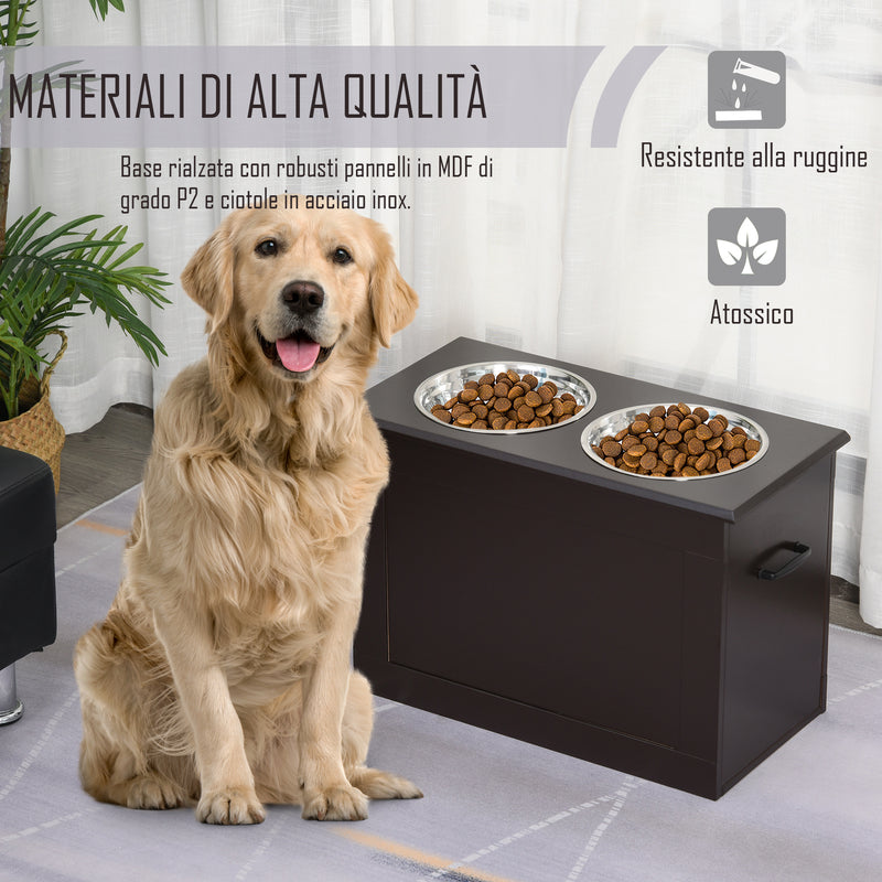 Ciotole per Cani e Gatti con Supporto Contenitore Rialzato 60x30x41 cm  Marrone-6