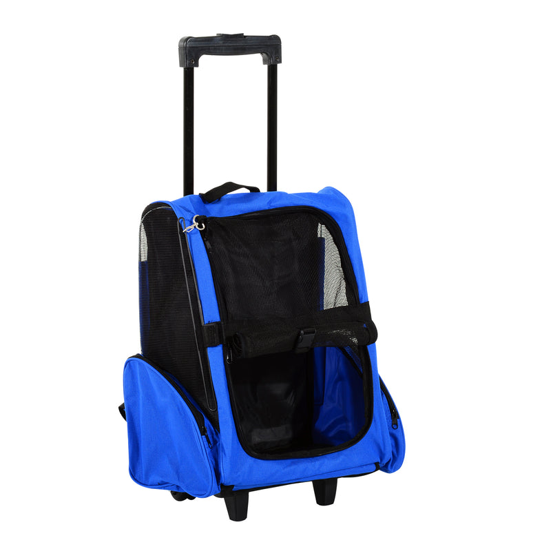 Trolley zaino 2 in 1 per piccoli animali domestici 36x30x49 cm  Blu-1