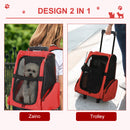 Trolley zaino 2 in 1 per piccoli animali domestici Rosso 35x27x49 cm -4