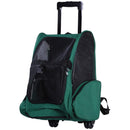 Trolley zaino 2 in 1 per piccoli animali domestici 36x30x49 cm  Verde-1