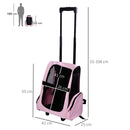 Trolley zaino 2 in 1 per piccoli animali domestici 36x30x49 cm  Rosa-3