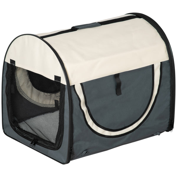 Faltbare Transportbox für Hunde und Katzen 61 x 46 x 51 cm aus Oxford und grauem PVC sconto