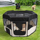 Box per Animali Cani Gatti pieghevole bianco e ero 125x48x58 cm -2