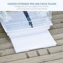 Voliera Gabbia per Uccelli 46,5x35,5x92 cm in Metallo e Plastica Bianco-7