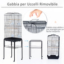 Voliera Gabbia per Uccelli con Ruote in Metallo Nero 47.5x37x153 cm -5