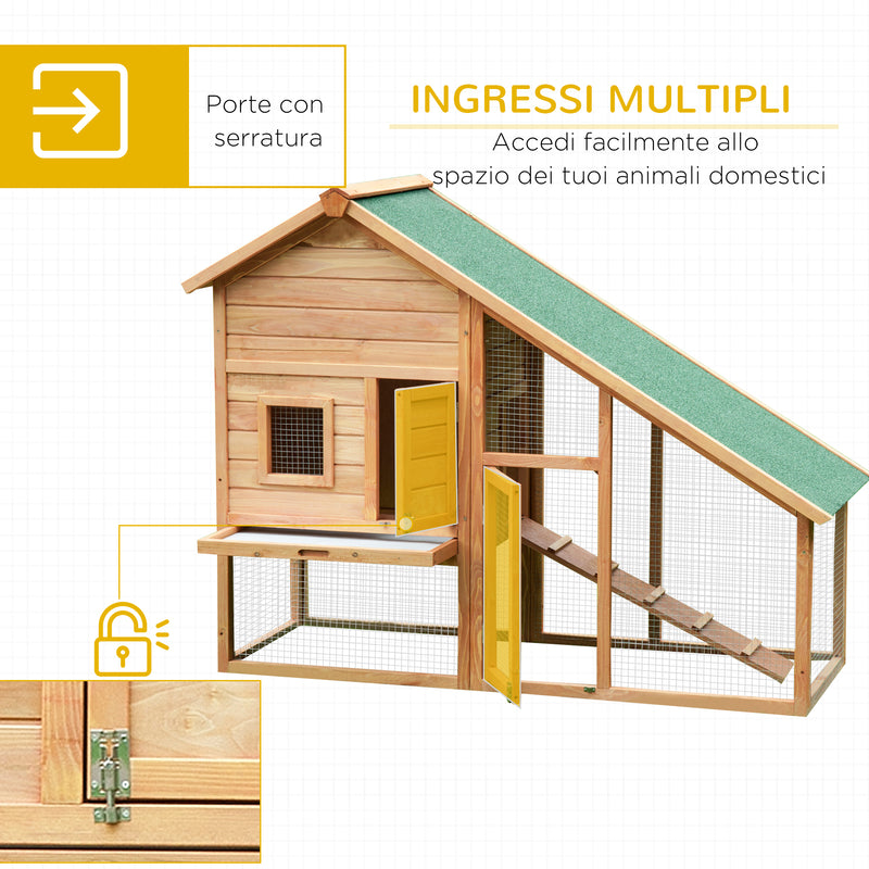 Conigliera da Esterno in Legno 146x63x120 cm -5