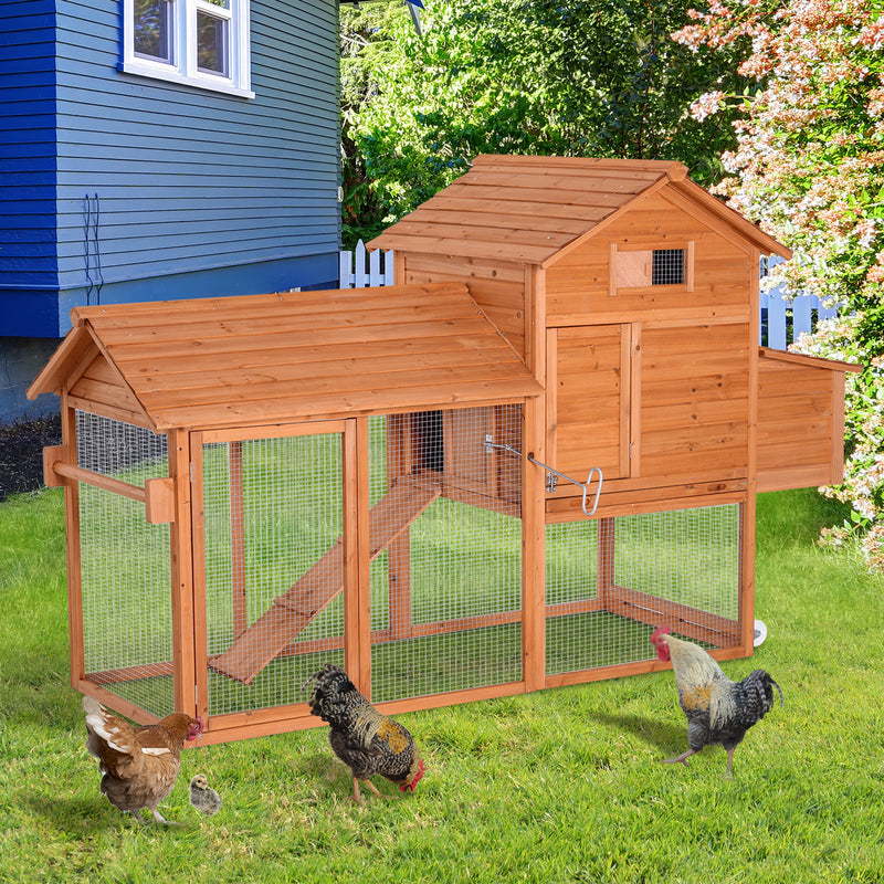 Pollaio Gabbia per Galline da Giardino con Ruote e Nidificazione in Legno 213x91x122 cm -2