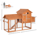 Pollaio Gabbia per Galline da Giardino con Ruote e Nidificazione in Legno 213x91x122 cm -3