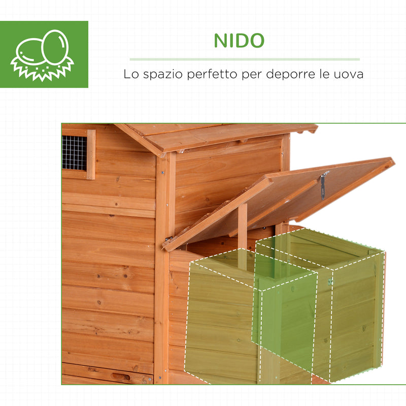 Pollaio Gabbia per Galline da Giardino con Ruote e Nidificazione in Legno 213x91x122 cm -7