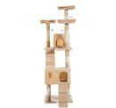 Albero Tiragraffi per Gatti con Due Cucce in Peluche e Sisal Crema 50x50x170 cm -4