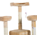 Albero Tiragraffi per Gatti con Due Cucce in Peluche e Sisal Crema 50x50x170 cm -6