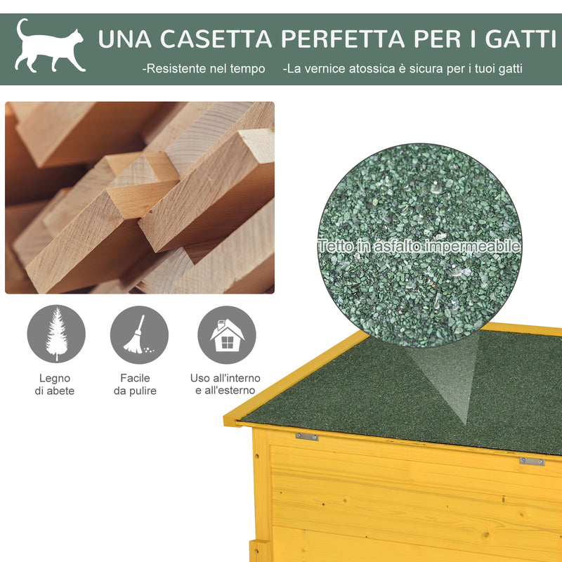 Cuccia Casetta per Animali Domestici in Legno di Abete 70x51.5x60 cm -7