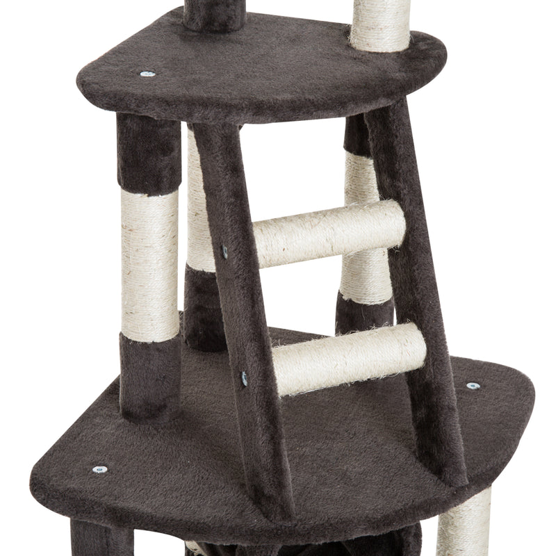 Albero Tiragraffi per Gatti a 3 Livelli con Piattaforme Scale Crema marrone 48x48x121 cm -5