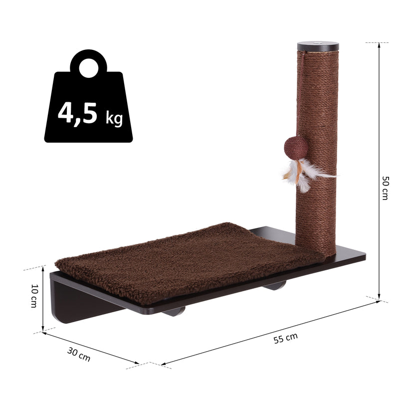 Mensola Tiragraffi per Gatti 55x30x50 cm in Legno MDF  Marrone-6