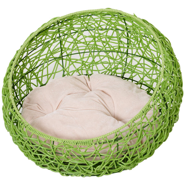 Hundehütte aus PVC in Polyrattan-Optik für Katzen Ø56x35 mit Kissen MrMeow cm online