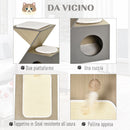 Casetta per Gatti con Tiragraffi in MDF 60x37x65 cm  Grigia-6