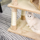 Tiragraffi con Cuccia e Cestino sospeso per Gatti 60x45x134 cm in Peluche Sisal  Beige-9