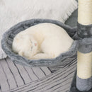 Tiragraffi con Cuccia e Cestino sospeso per Gatti 60x45x134 cm in Peluche Sisal  Grigio-6