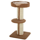 Albero Tiragraffi per Gatti 45x45x91 cm in Corda Sisal Rivestimento Peluche e Pali Marrone-1