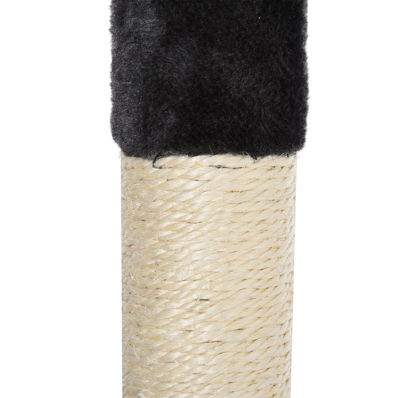 Tiragraffi con 2 Cuccie Amaca e Giochi per Gatti 49x49x155 cm in Peluche Sisal  Grigio Scuro-5